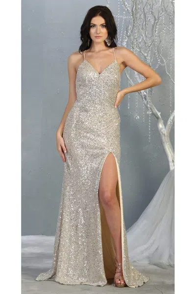 Truedames Sequined Prom Long Dress & Plus Size In White