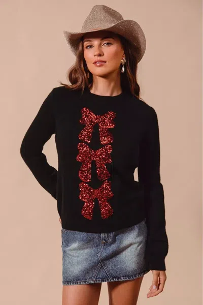 Truedames Sequins Bow Ribbon Embellished Christmas Sweater In Multi