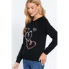 Truedames Sequins French Terry Pullover Top In Black