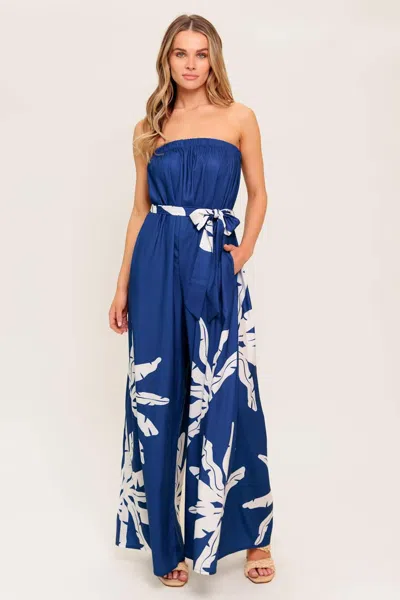 Truedames Serene Days Navy Woven Jumpsuit In Multi