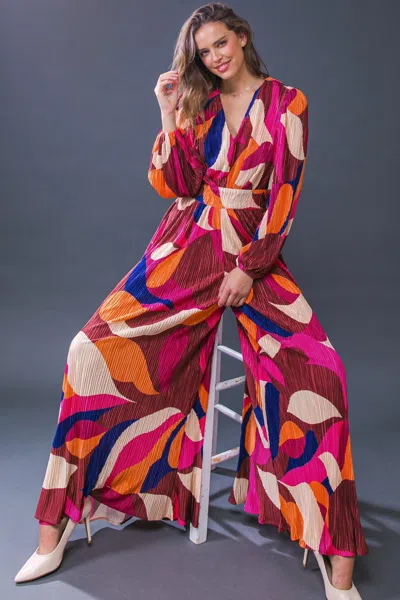 Truedames Set A Trend Plisse Jumpsuit In Multi