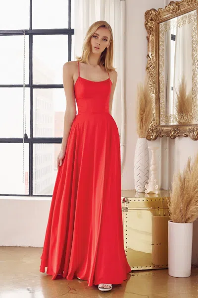 Truedames Sexy Back Prom Simple Satindresses In Red