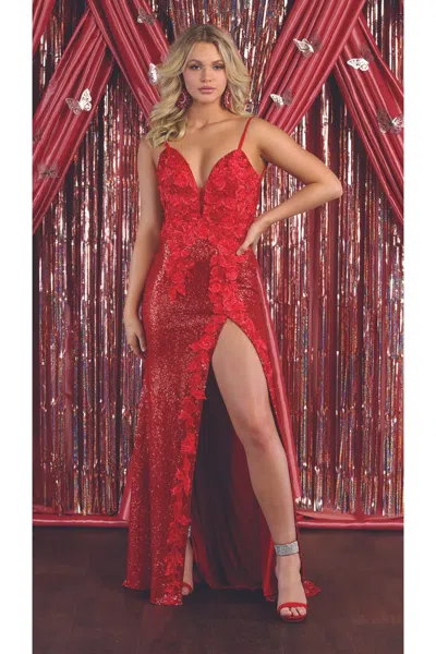 Truedames Sexy Backless Evening Gown In Red