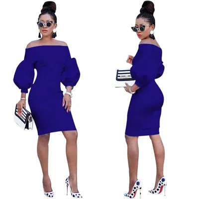 Truedames Sexy Dress Women's Off The Shoulder Bodycon Dress Lantern In Multi
