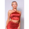 Truedames Sexy Halter Front Crop Top In Red