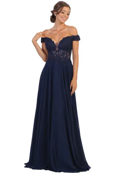 Truedames Sexy Off Shoulder Formal Dress In Blue