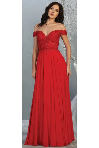 Truedames Sexy Off Shoulder Formal Dress In Red