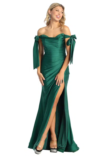 Truedames Evening Dress Off The Shoulder Trumpet Plus Size Formal Gown In Green