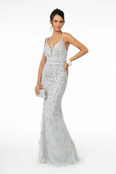 Truedames Sexy Spaghetti Straps Prom Mermaid Dress In Silver
