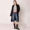 Truedames Shawl Collar Mid-length Cardigan In Black