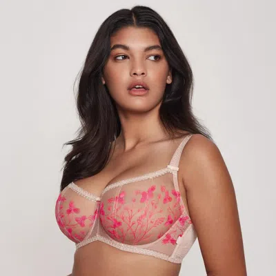 Truedames Sheer Balconette Underwire Bra With Molded Cups And Supportive Fit In Multi