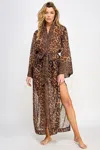 Truedames Sheer Chiffon Leopard Print Wrap Robe In Multi