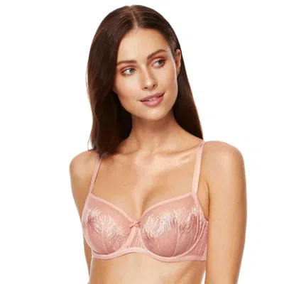 Truedames Sheer Embroidered Balconette Bra In Pink