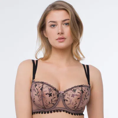 Truedames Sheer Lace Underwire Balconette Bra In Black