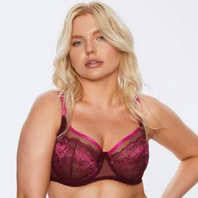 Truedames Sheer Lace Underwire Bra In Purple