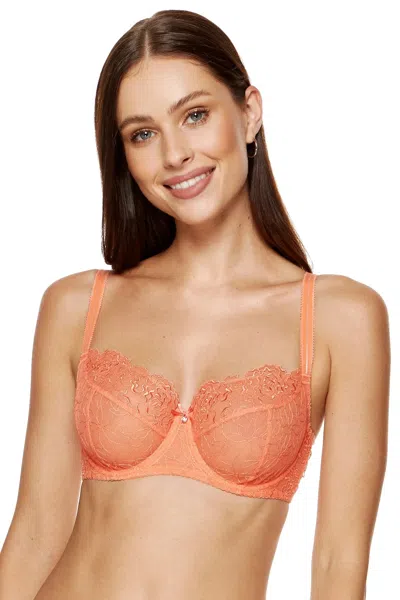 Truedames Sheer Mesh Balconette Bra Pamela Peach In Pink