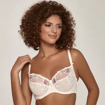 Truedames Sheer Mesh Embroidered Full Coverage Bra With Underwire Support In Multi