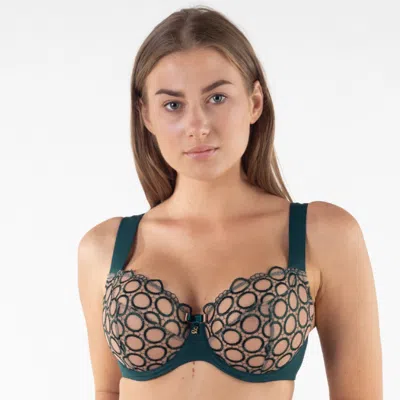 Truedames Sheer Mesh Tulle Tulip Seam Balconette Bra Boobie Emerald In Blue