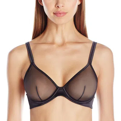 Truedames Sheer Mesh Underwire Bra With Stylish Shoulder Straps In Black