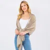 Truedames Sheer Metallic Shawl Wrap Scarf In Neutral