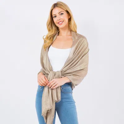 Truedames Sheer Metallic Shawl Wrap Scarf In Neutral