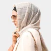 Truedames Sheer Solid Color Sparkling Metallic Line Patterned Lightweight Scarf / Shawl In Neutral