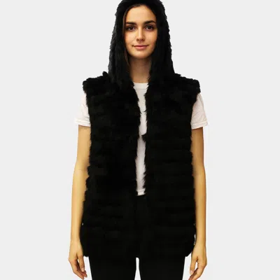 Truedames Sherpa Leopard Print Zip Front Vest In Black