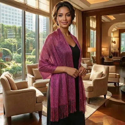 Truedames Shimmering Fringe Evening Shawl Scarf In Brown