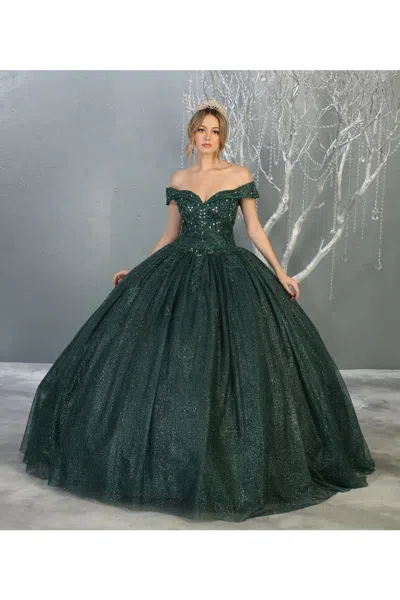 Truedames Shimmering Off Shoulder Quinceanera Ball Gown In Green