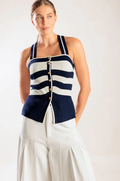 Truedames Shine Bright Navy Knit Top In Multi