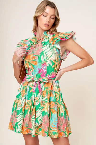 Truedames Shine With Me Woven Mini Dress In Green