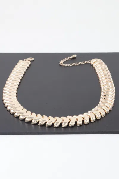 Truedames Shiny Arrow Chain Choker Necklace In Gold