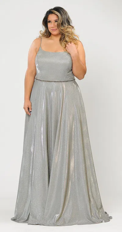 Truedames Shiny Bridesmaids Plus Size Dress With Corset In Silver