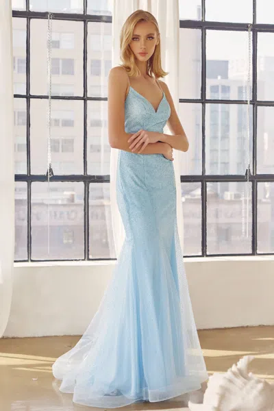 Truedames Shiny Prom Mermaid Formal Special Occasion Gown In Blue