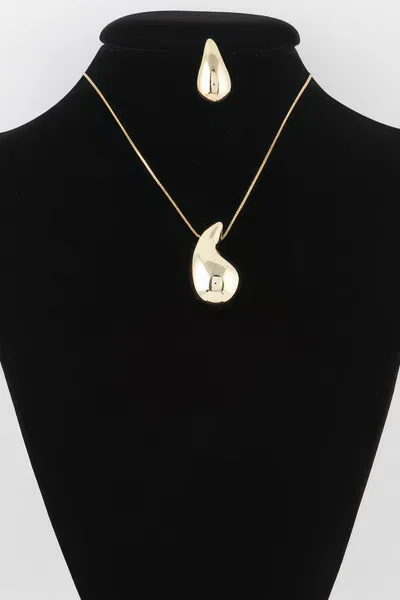 Truedames Shiny Teardrop Necklace Set In Gold