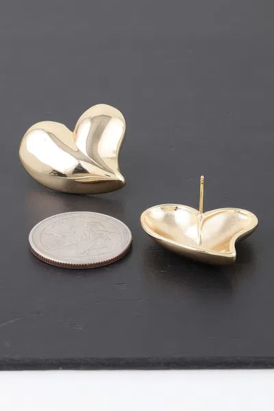 Truedames Shiny Twin Hearts Earrings In Gold