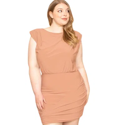 Truedames Shirring Detailed Mini Dress In Brown