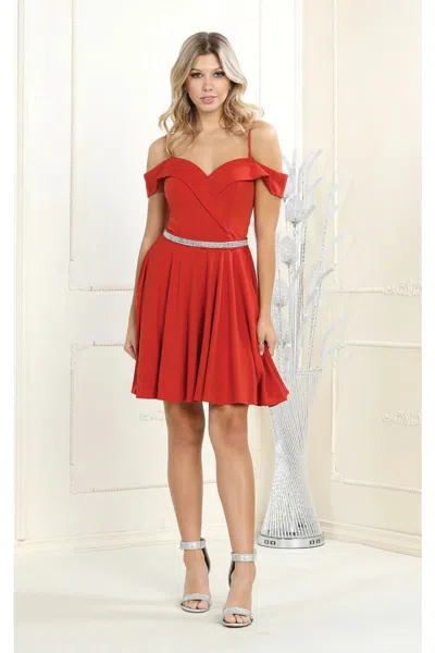 Truedames Short A-line Cold Shoulder Homecoming Dress In Red