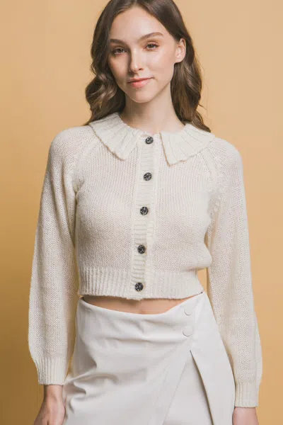 Truedames Short Collard Sweater In White