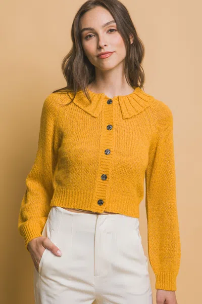 Truedames Short Collard Sweater In Yellow