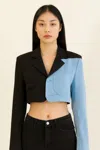 Truedames Short Color Block Blazer In Black