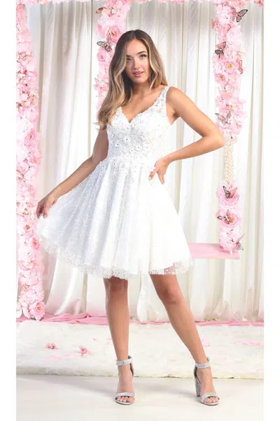 Truedames Short Homecoming Applique Cocktail Dress In White