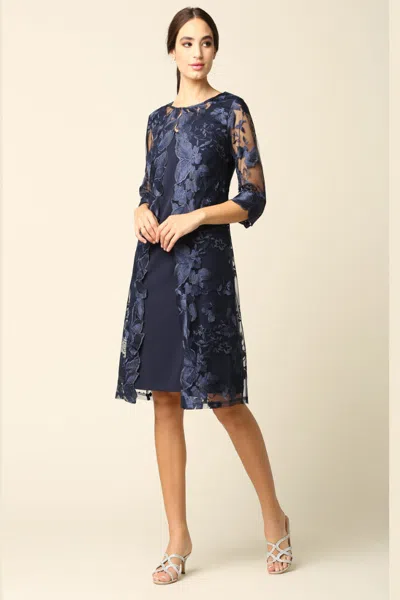 Truedames Short Mother Of Bride Attached Jacket Dress In Blue