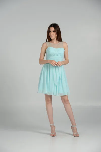 Truedames Short Simple Chiffon Bridesmaids Dresses In Blue