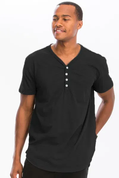 Truedames Short Sleeve 4 Button Henley Shirt In Orange