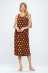 Truedames Short Sleeve And Soft Round-neckline Long Dress In Brown