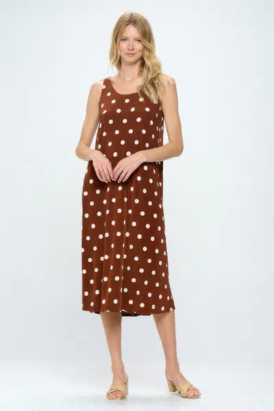 Truedames Short Sleeve And Soft Round-neckline Long Dress In Brown