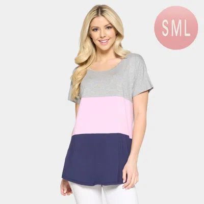 Truedames Short Sleeve Color Block Top In Multi