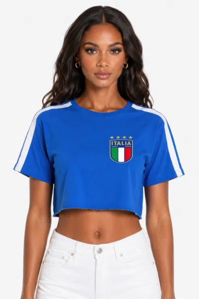 Truedames Short Sleeve Cotton Italia Print Shirt In Blue