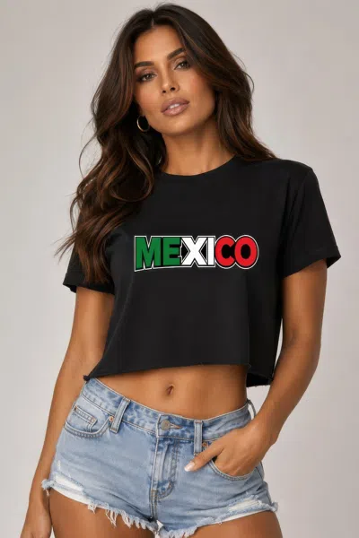Truedames Short Sleeve Cotton Mexico Print Shirt In Black